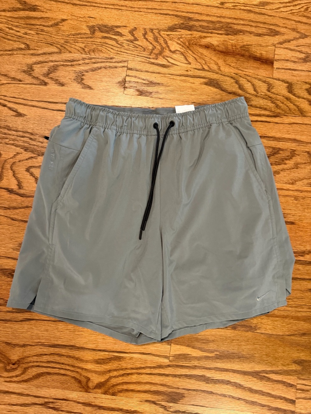 Nike Men’s Gray Athletic Training Shorts with Black Drawstring